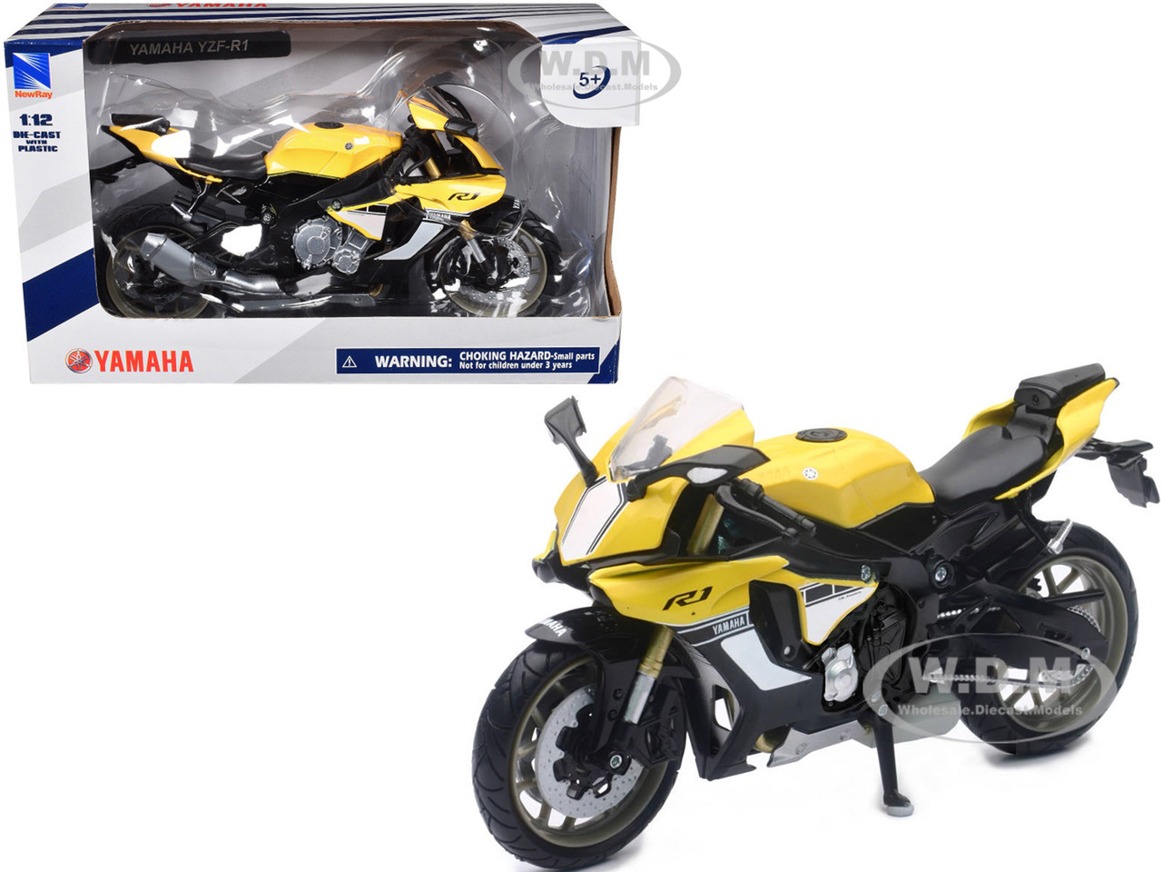 2016 Yamaha YZF-R1 Yellow Motorcycle Model 1/12 by New Ray