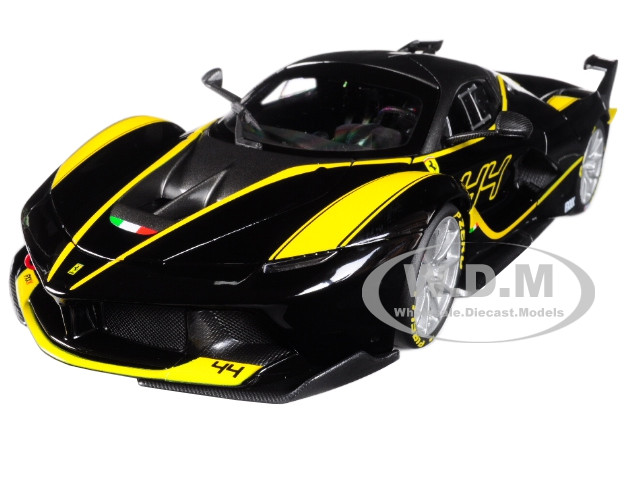 Ferrari FXX-K #44 Black with Yellow Stripes "Signature Series" 1/18 Diecast Model Car by Bburago