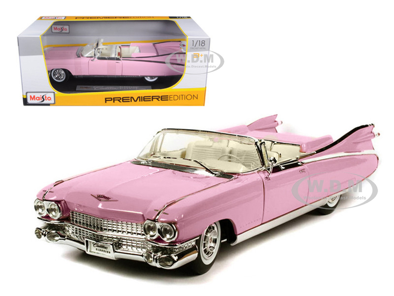 1959 Cadillac Eldorado Biarritz Convertible Pink 1/18 Diecast Model Car by Maisto