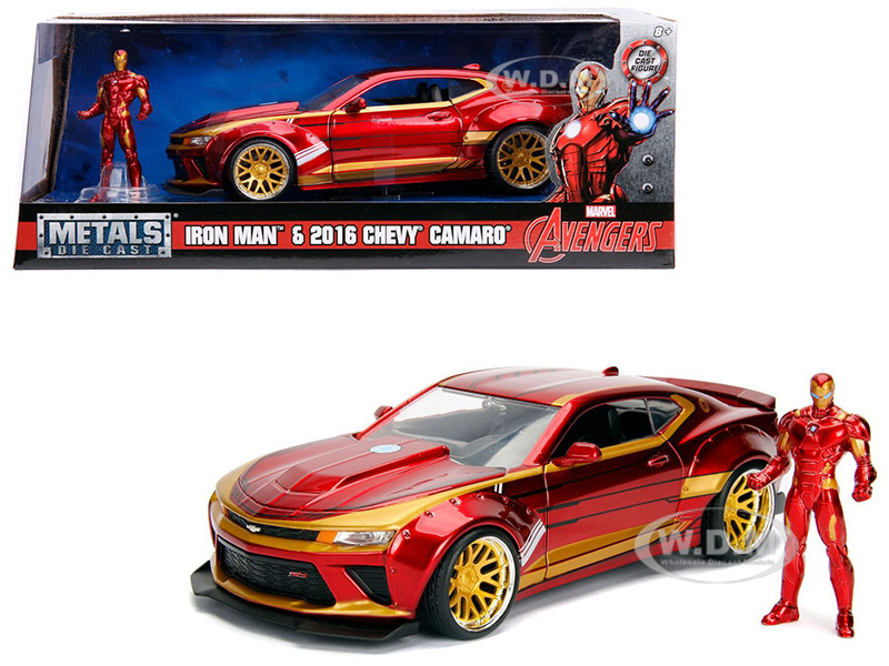 Jada 1:24 2016 Chevrolet Camaro with Iron Man Diecast Figure "Marvel" Series 1/24 Diecast Model Car by Jada