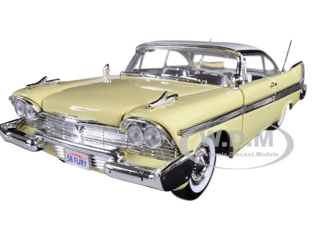 1958 Plymouth Fury "Timeless Classics" Yellow with White Top 1/18 Diecast Model Car by Motormax