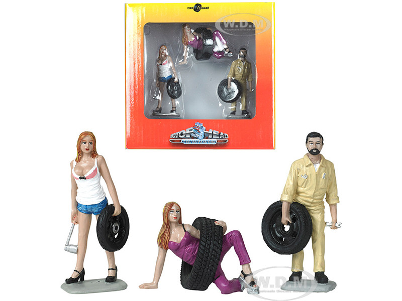 Motorhead Miniatures 1:24 Val, Meg and Gary Tire Brigade 3 piece Figurine Set 1/24 by Motorhead Miniatures