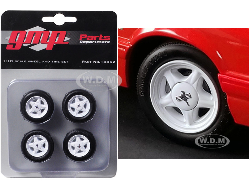 1992 Ford Pony Wheels and Tires Set of 4 pieces from " Mustang LX" 1:18 model GMP