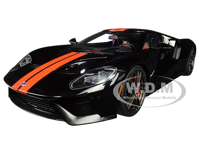 AUTOart 1:18 2017 Ford GT Shadow Black with Orange Stripes 1/18 Model Car by Autoart