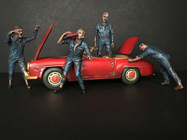 Zombie Mechanics 4 Piece Figurine Set "Got Zombies??" for 1/18 Scale Models by American Diorama