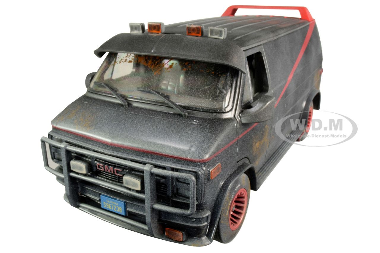 1983 GMC Vandura Black Weathered Version with Bullet Holes "The A-Team" (1983-1987) TV Series 1/18 Diecast Model Car by Greenlight