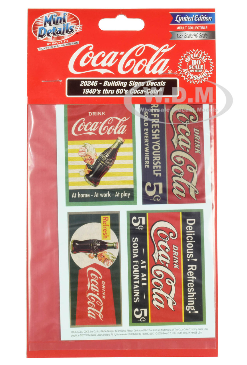 1940's Thru 60's "Coca-Cola" Building Signs Decals for 1/87 (HO) Scale Models by Classic Metal Works