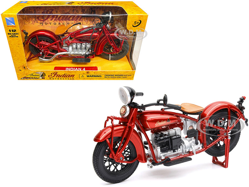 1930 Indian 4 Red 112 Diecast Motorcycle Model by New Ray