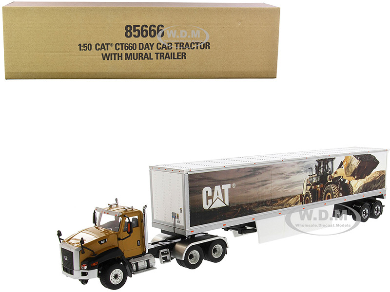 Diecast Masters 1:43 CAT Caterpillar CT660 Day Cab with Caterpillar Mural Dry Van Trailer "Transport Series" 1/50 Diecast Model by Diecast Masters