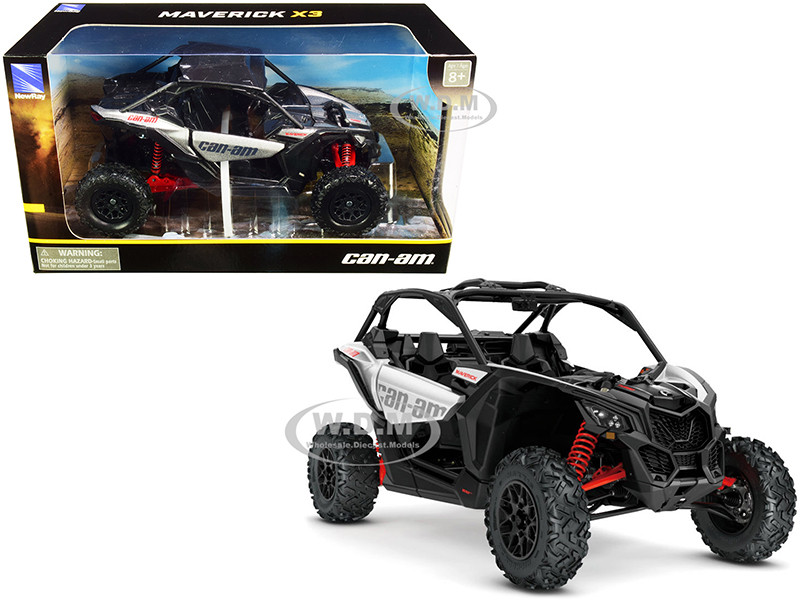 New Ray 1:18 CAN-AM Maverick X3 ATV Hyper Silver and Red 1/18 Diecast Model by New Ray
