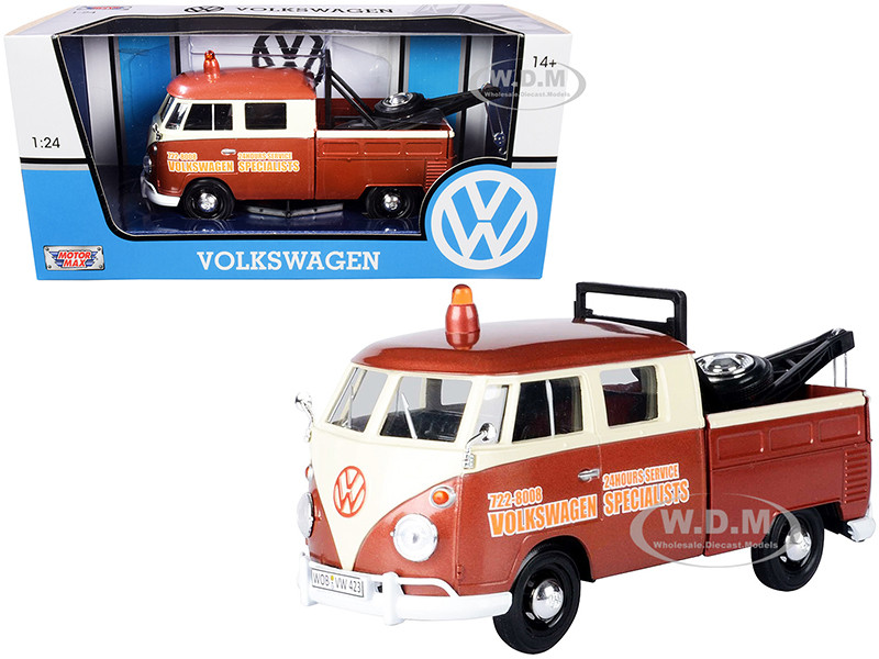 Volkswagen Type 2 (T1) Tow Truck " Specialists" and Brown 1:24 diecast model Motormax