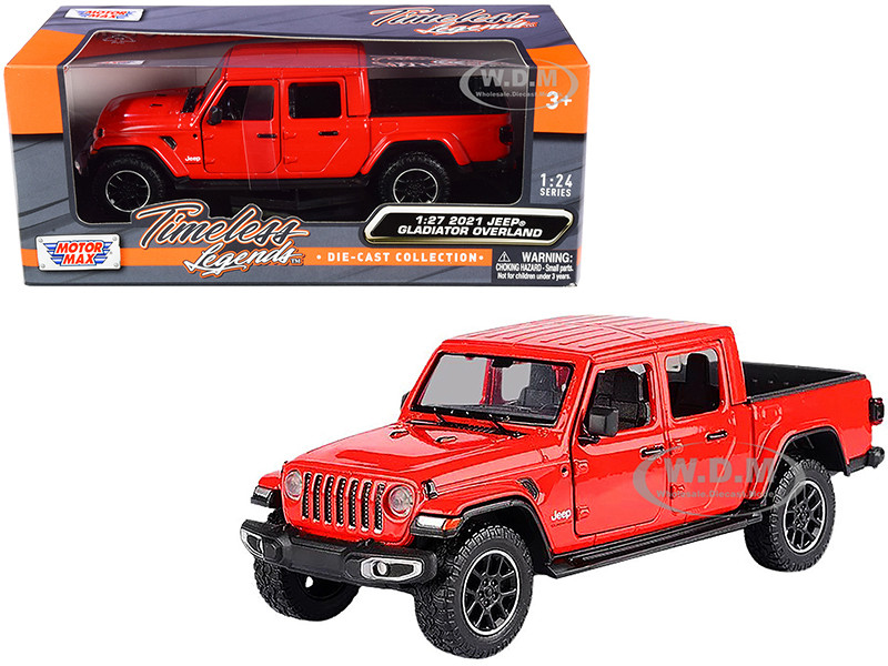 2021 Jeep Gladiator Overland (Closed Top) Pickup Truck -1/27 Red 1:24 model Motormax