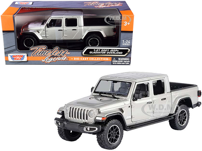 2021 Jeep Gladiator Overland (Closed Top) Pickup Truck -1/27 Silver 1:24 diecast model Motormax