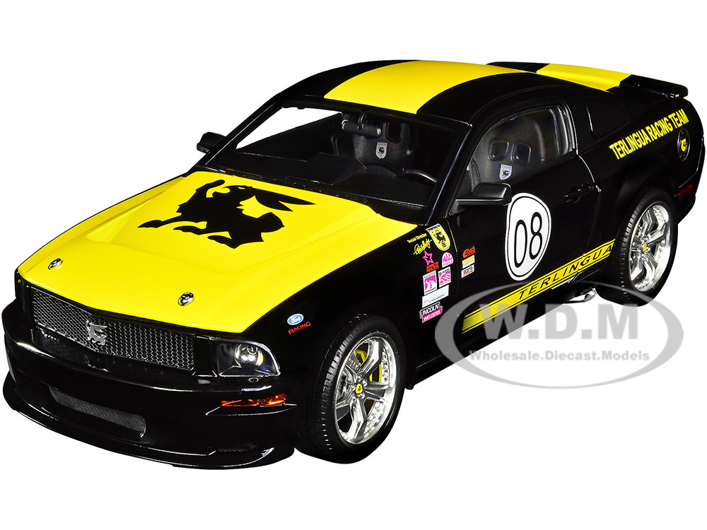 2008 Ford Shelby Mustang #08 "Terlingua" Black and Yellow "Shelby Collectibles Legend" Series 1/18 Diecast Model Car by Shelby Collectibles