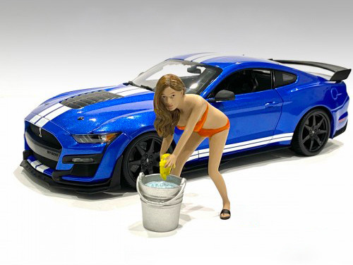 Cindy with a Bucket Bikini Car Wash Girl Figurine for 1/18 Scale Models by American Diorama