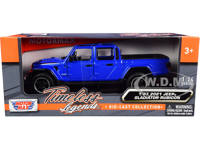 2021 Jeep Gladiator Rubicon (Open Top) Pickup Truck -1/27 Blue 1:24 diecast model Motormax