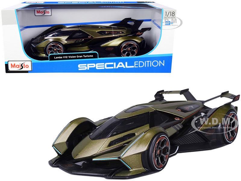 Lamborghini V12 Vision Gran Turismo Matt Green Metallic 1/18