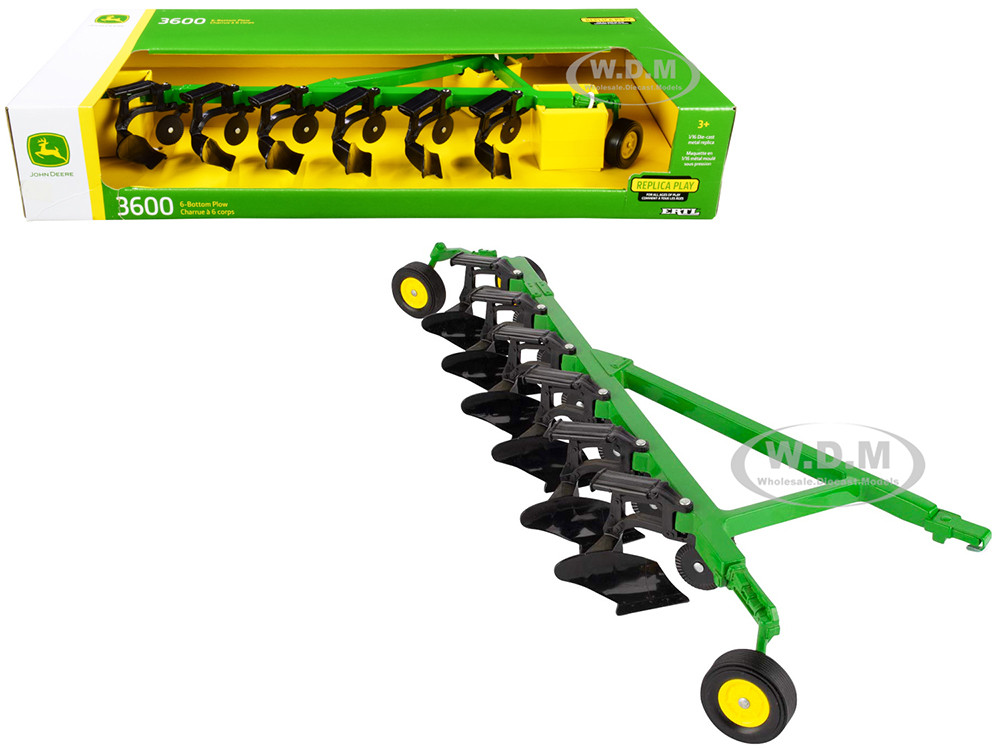 John Deere 3600 6-Bottom Plow Green 1/16 Diecast Model by ERTL TOMY