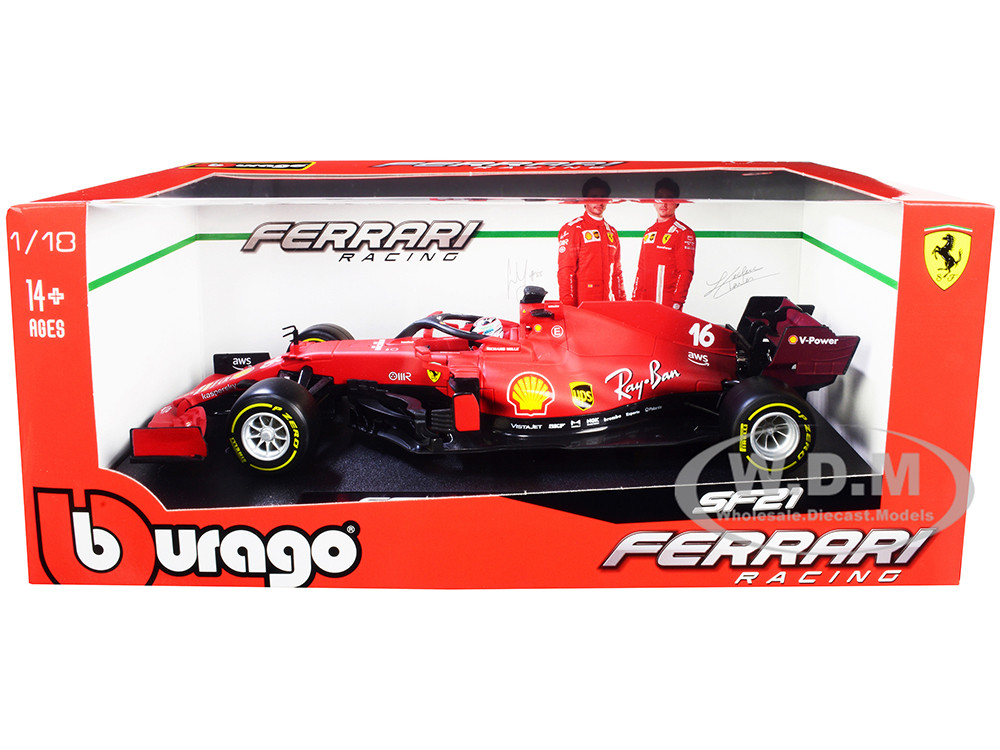 Ferrari SF21 #16 Charles Leclerc Formula One F1 Car "Ferrari Racing" Series 1/18 Diecast Model Car by Bburago