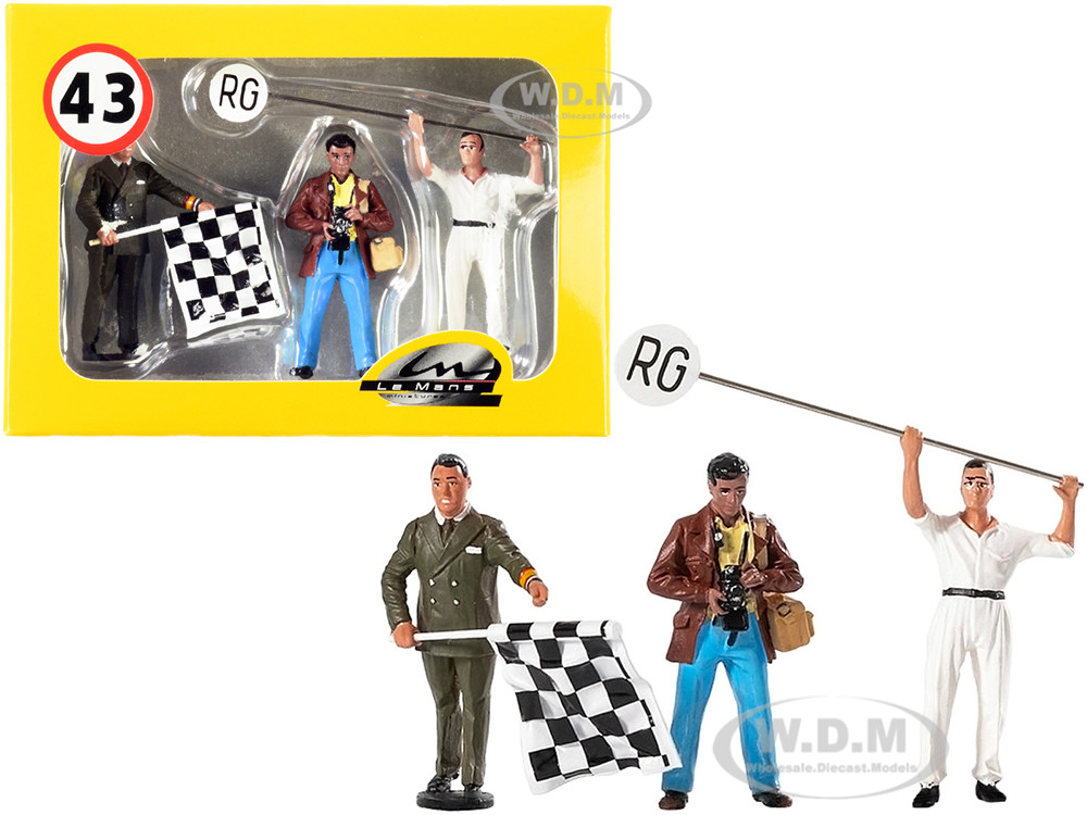 Set of 3 Figurines Robert (Photographer), Leon Swen (Race Director) and Manfred (The Mechanic) for 1/43 Scale Models by Le Mans Miniatures