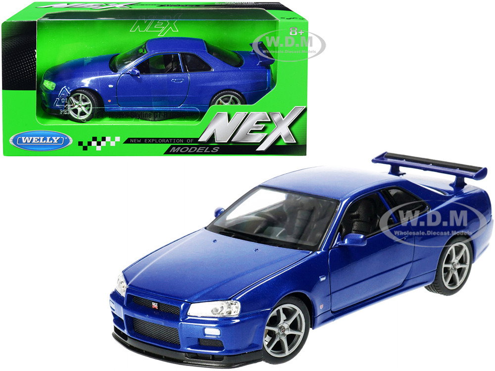Nissan Skyline GT-R (R34) RHD (Right Hand Drive) "NEX Models" Blue 1:24 model Welly