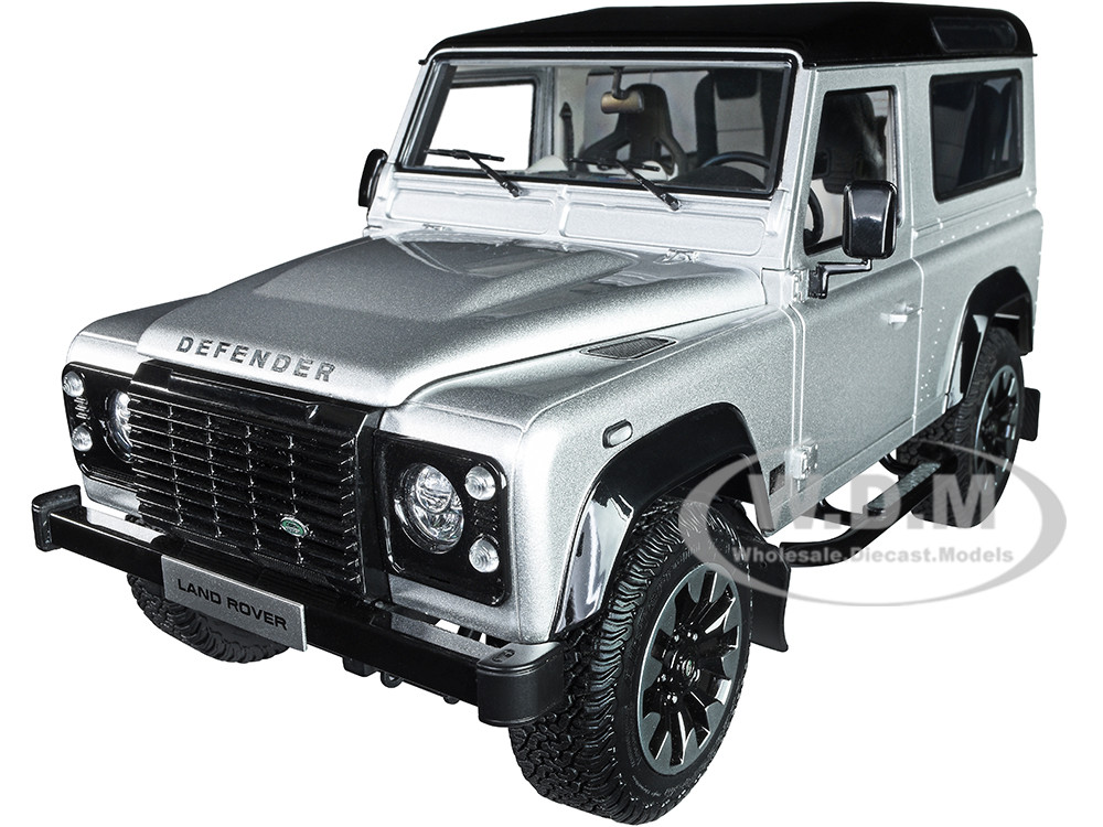 Lcd Models 1:18 Land Rover Defender 90 Works V8 Silver Metallic with Gloss Black Top "70th Edition" 1/18 Diecast Model Car by LCD Models