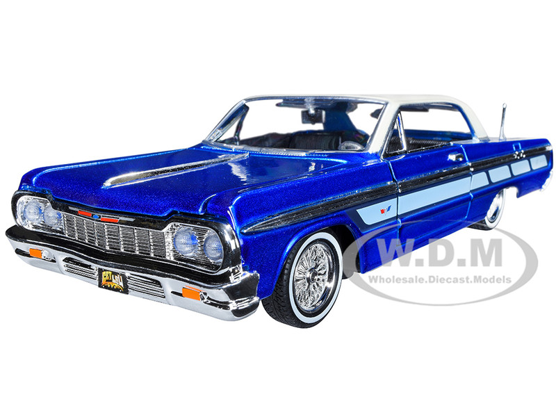1964 Chevrolet Impala Lowrider Hard Top Candy Blue Metallic Cream