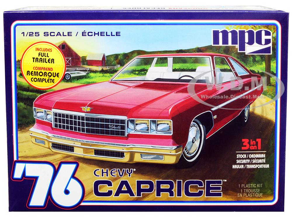 Mpc 1:24 Skill 2 Model Kit 1976 Chevrolet Caprice with Trailer 3-in-1 Kit 1/25 Scale Model by MPC