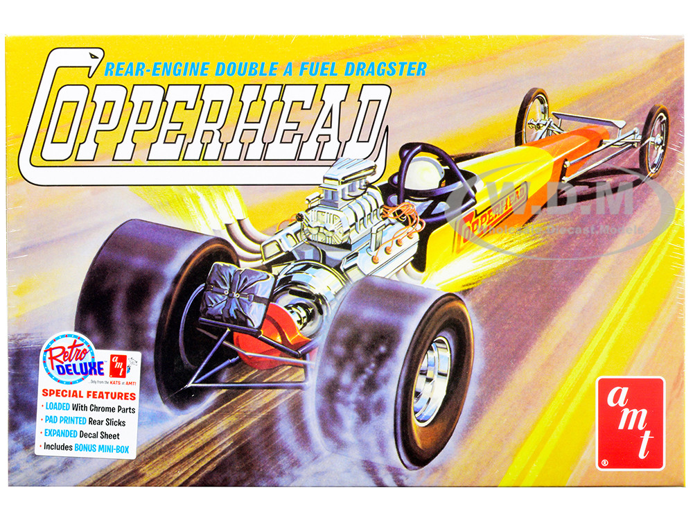AMT 1:24 Skill 2 Model Kit 1934 Copperhead Rear-Engine Double A Fuel Dragster 1/25 Scale Model by AMT