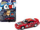 2000 Ford Mustang Miss Scarlet Red with Graphics with Poker Chip Collector Token Modern Clue Pop Culture 2022 Release 1 1/64 Diecast Model Car Johnny Lightning JLPC006-JLSP236