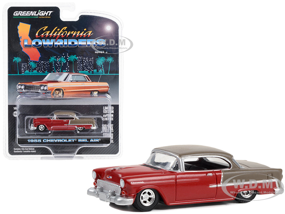 1955 Chevrolet Bel Air Lowrider Ruby and Matt "California Lowriders" Series 3 Red 1:64 model Greenlight