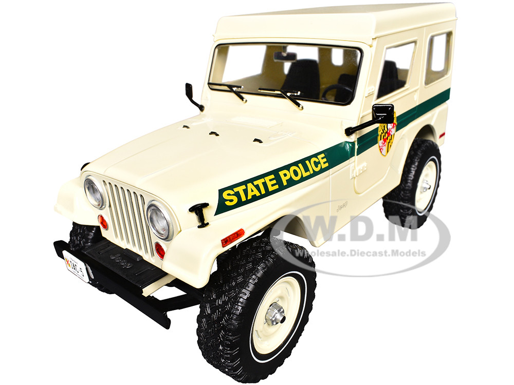 1983 Jeep CJ-5 Hardtop "Maryland State Police" Beige with Green Stripes "Artisan Collection" Series 1/18 Diecast Model Car by Greenlight