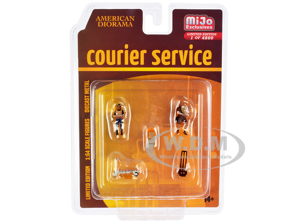 "Courier Service" 5 Piece Diecast Figures Set (2 Worker Figures and 3 accessories) Limited Edition to 4800 pieces Worldwide for 1/64 Scale Models by A