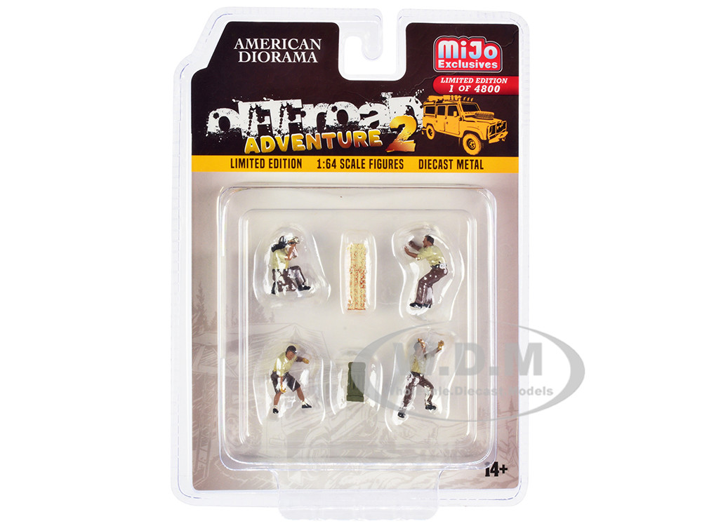 "Off-Road Adventure 2" 6 piece Diecast Set (4 Male Figurines and 2 Accessories) Limited Edition to 4800 pieces Worldwide for 1/64 Scale Models by Amer