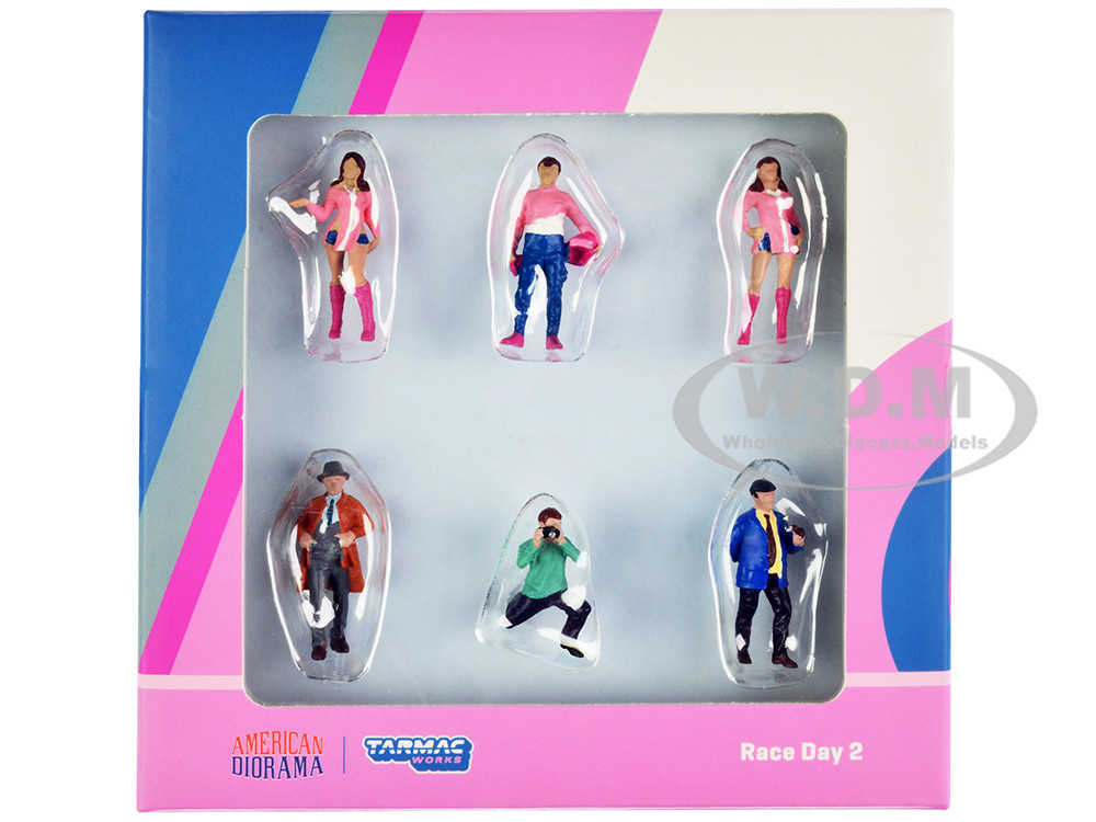 Tarmac Works 1:64 "Race Day 2" 6 piece Diecast Figure Set for 1/64 Scale Models by Tarmac Works & American Diorama