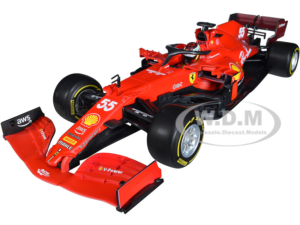 Ferrari SF21 #55 Carlos Sainz Formula One F1 Car "Ferrari Racing" Series 1/18 Diecast Model Car by Bburago