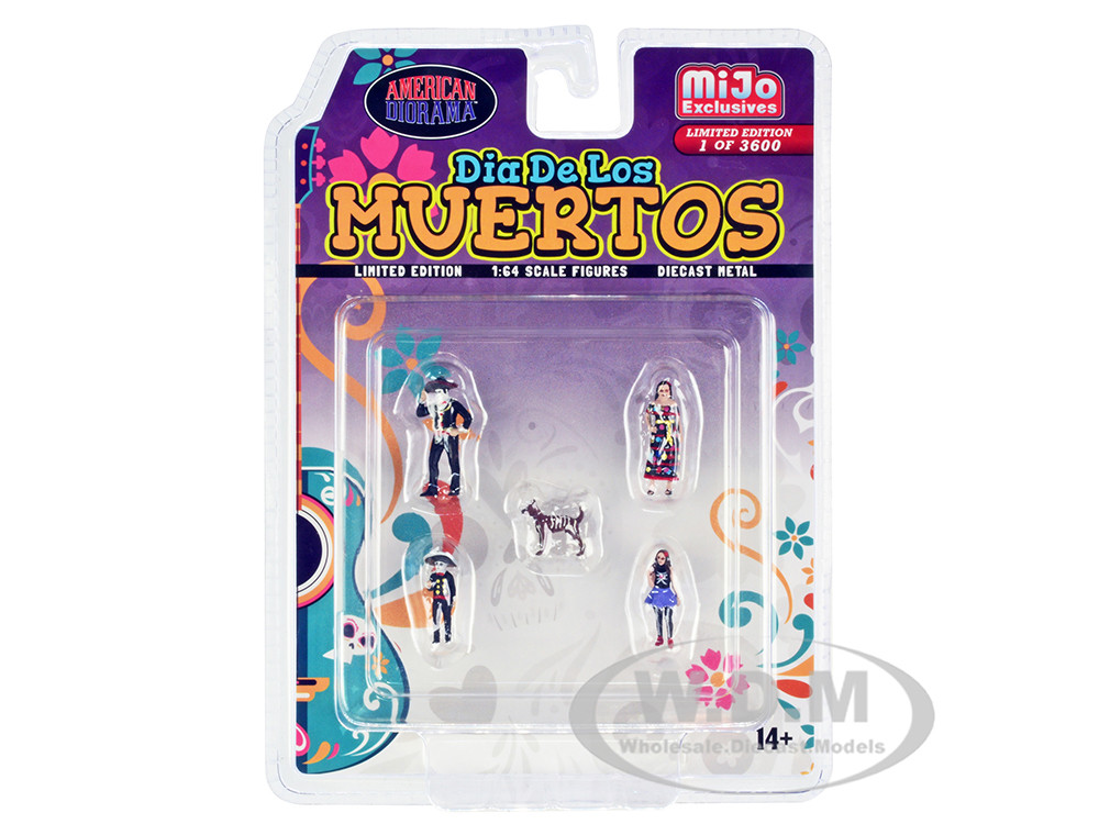 "Dia de los Muertos" 5 piece Diecast Set (2 Adults, 2 Children, 1 Dog Figures) Limited Edition to 3600 pieces Worldwide for 1/64 Scale Models by Ameri
