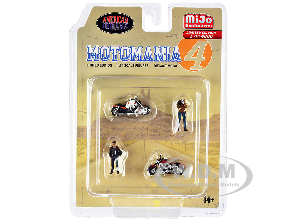American Diorama 1:64 "Motomania 4" 4 piece Diecast Set (2 Figures and 2 Motorcycles) Limited Edition to 4800 pieces Worldwide for 1/64 Scale Models by American Diorama