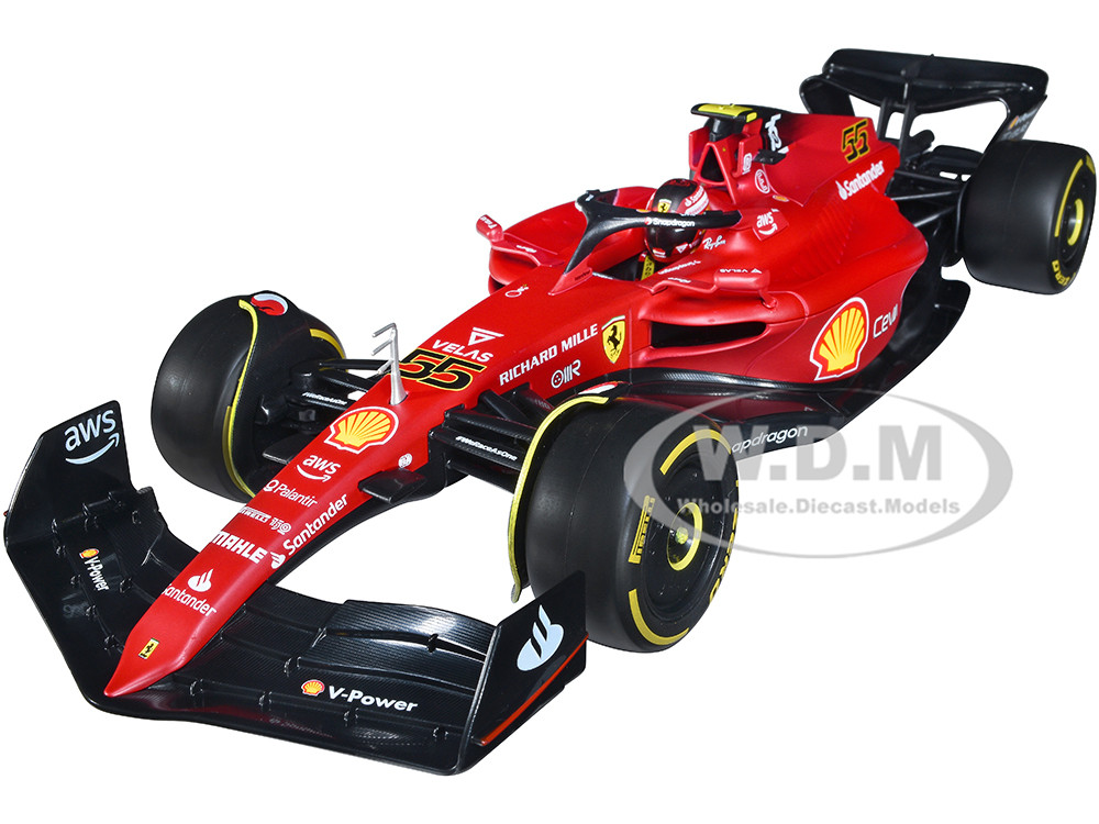 Ferrari F1-75 #55 Carlos Sainz "Ferrari Racing" Formula One F1 (2022) "Formula Racing" Series 1/18 Diecast Model Car by Bburago