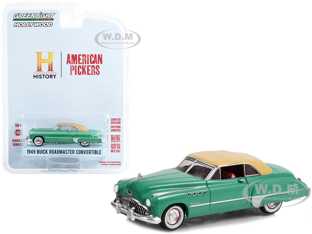 1949 Buick Roadmaster Convertible Tan Soft Top "American Pickers" (2010-Current) TV Series "Hollywood Series" Release 37 Green 1:64 model Greenlight