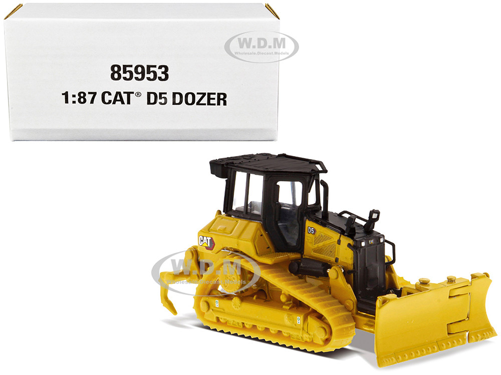 CAT Caterpillar D5 Track-Type Dozer Yellow with Fine Grading Undercarriage and Foldable Blade "High Line Series" 1/87 (HO) Diecast Model by Diecast Ma