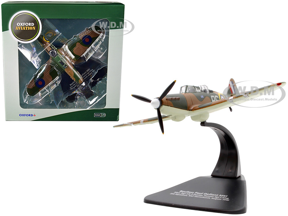 Oxford Diecast 1:72 Boulton Paul Defiant MK I Fighter Plane Pilot: Sqn Ldr P Hunter, Gunner Sgt F King 264 Squadron, RAF Hornchurch (August 1940) "Oxford Aviation" Series