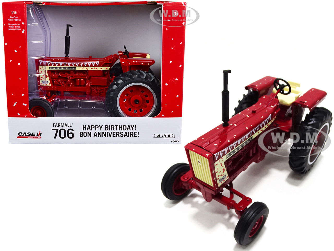 Farmall 706 Wide Front Tractor Red "Happy Birthday!" Edition "Case IH Agriculture" Series 1/16 Diecast Model by ERTL TOMY