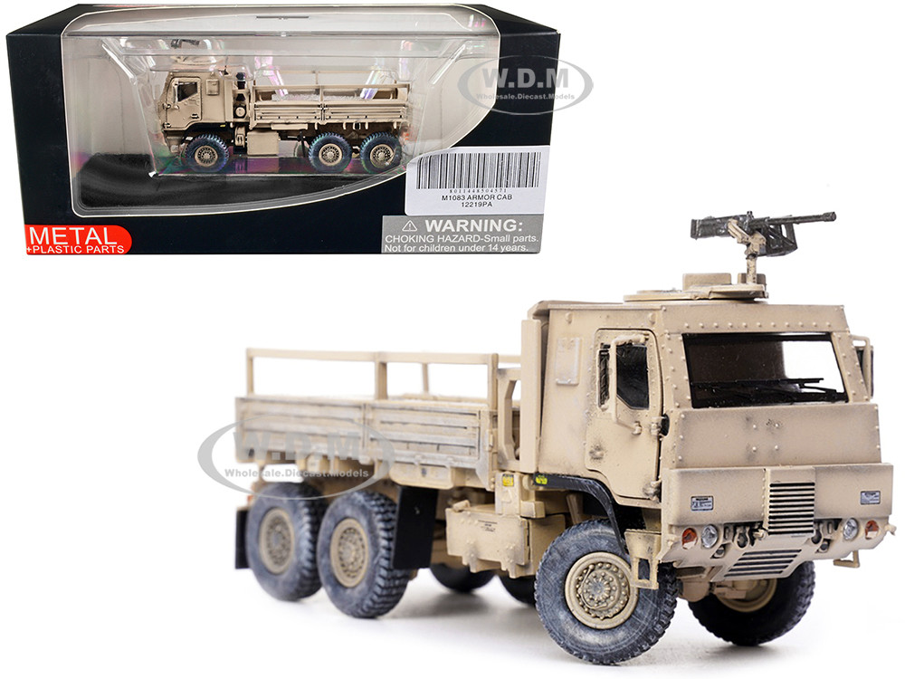 M1083 MTV (Medium Tactical Vehicle) Armored Cab Cargo Truck with Turret Desert Camouflage "US Army" "Armor Premium" Series 1/72 Diecast Model by Panze