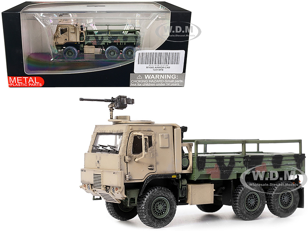 M1083 MTV (Medium Tactical Vehicle) Armored Cab Cargo Truck with Turret NATO Camouflage "US Army" "Armor Premium" Series 1/72 Diecast Model by Panzerk