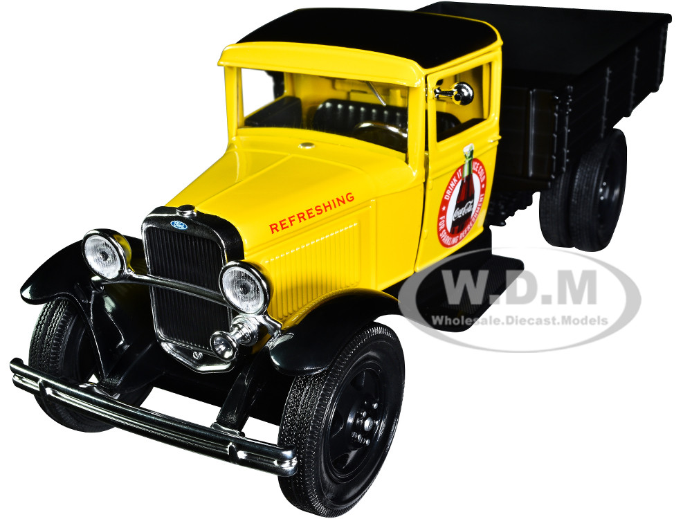 1931 Ford Model AA Pickup Truck Yellow and Black "Drink it Ice Cold for Sparkling Refreshment - Coca-Cola" 1/24 Diecast Model Car by Motor City Classi