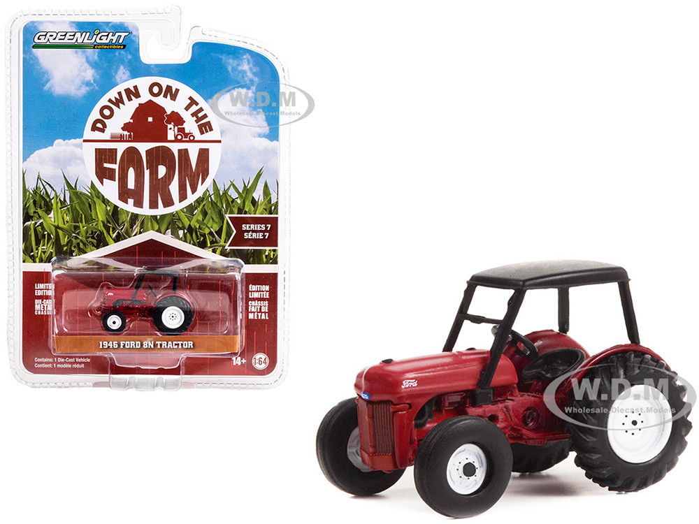 Greenlight 1:64 1946 Ford 8N Tractor Red with Black Canopy "Down on the Farm" Series 7 1/64 Diecast Model by Greenlight