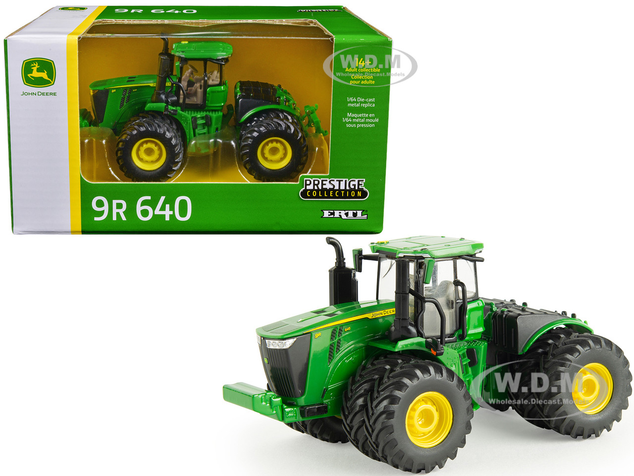 Ertl Tomy 1:64 John Deere 9R 640 Tractor with Dual Wheels Green "Prestige Collection" Series 1/64 Diecast Model by ERTL TOMY