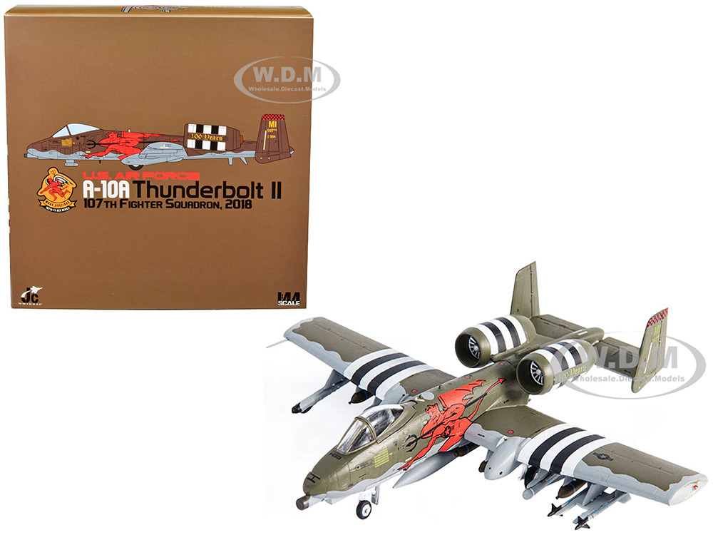 Fairchild Republic A-10A Thunderbolt II Aircraft "US Air Force, 107th Fighter Squadron, 100th Anniversary Edition" (2018) 1/144 Diecast Model by JC Wi