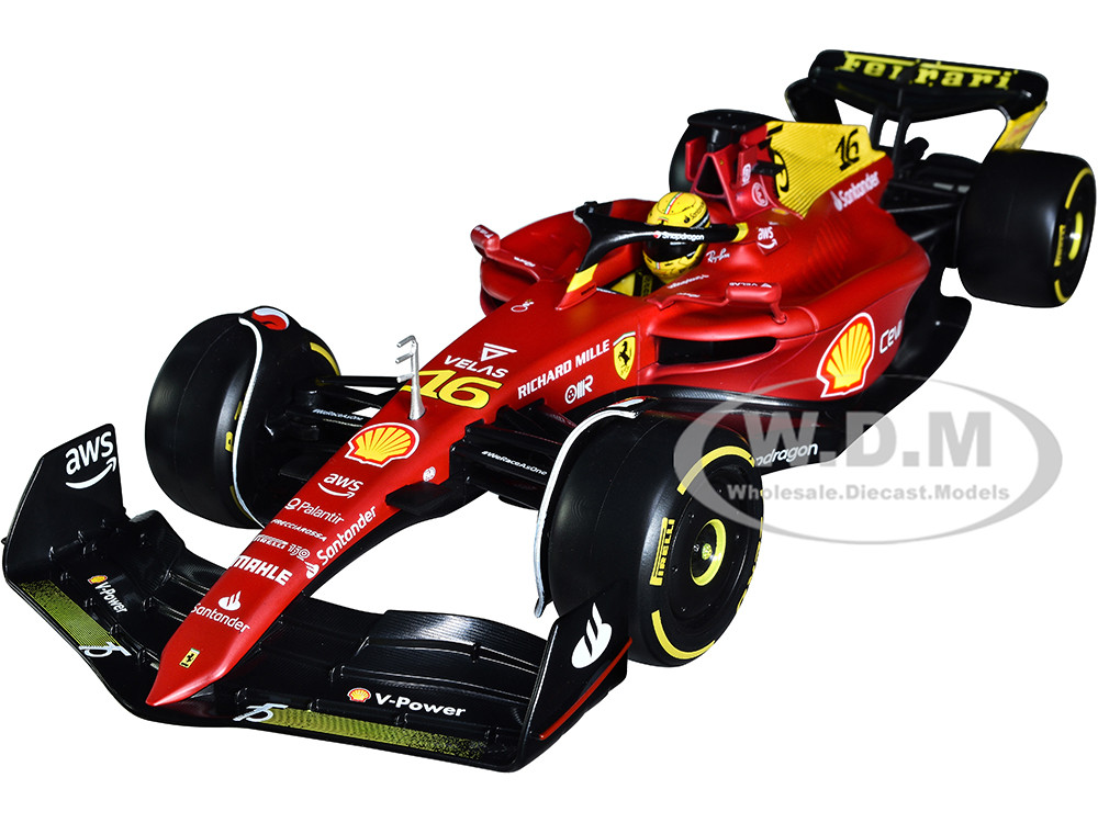 Ferrari F1-75 #16 Charles Leclerc "Giallo Modena" 2nd Place Formula One F1 Italian GP (2022) "Formula Racing" Series 1/18 Diecast Model Car by Bburago